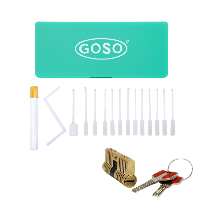Kit de crochetage dimple Goso 17 pièces – Serrure d'entraînement transparente incluse (pro)
