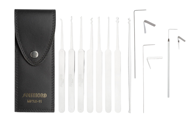 SouthOrd MPXS-11 – Kit de crochetage 11 pièces – Set professionnel avec étui en cuir