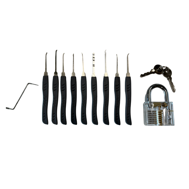 Kit de crochetage Goso 10 pièces avec serrure d'entraînement transparente